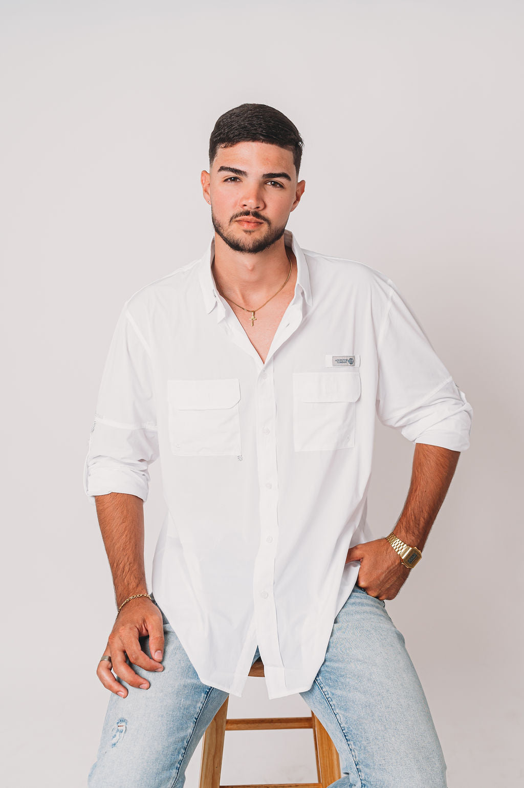 AC Men's Long Sleeve Shirt-White