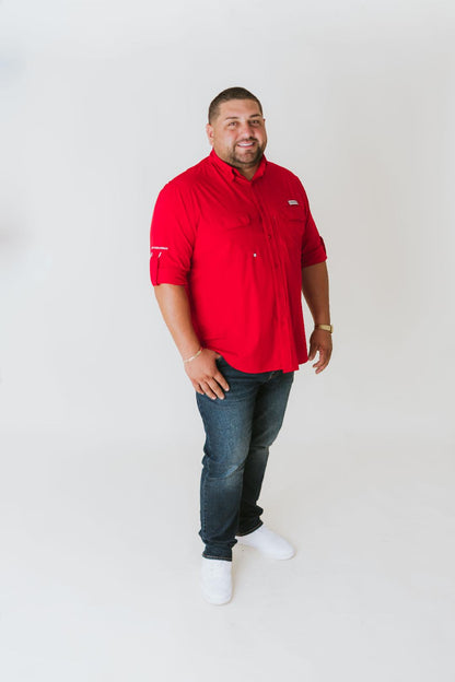 Men's Long Sleeve Shirt-Red